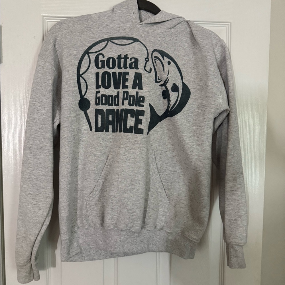 Gray Fishing Graphic Hoodie